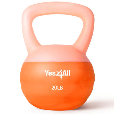 Yes4All 20 Pound Kettlebell, Single Soft Vinyl Home Gym Weight, Peach Fuzz - VMInnovations