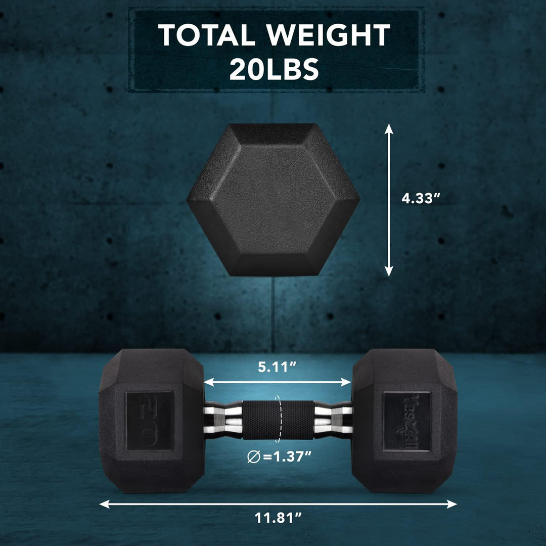 Yes4All Cast Iron Hex Dumbbell with Rubber Grip and PVC Coating, 20 Pounds - VMInnovations