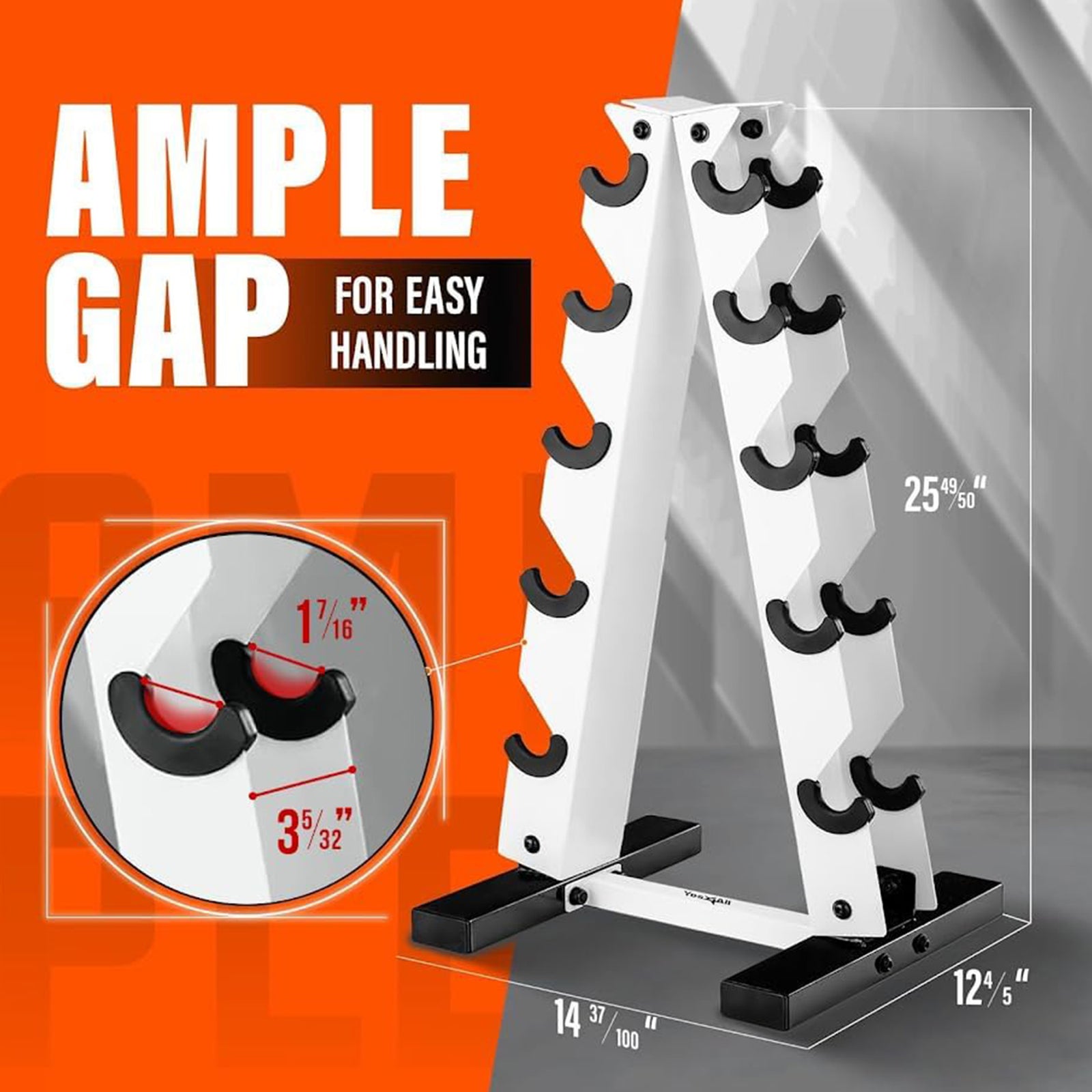 Yes4All A Frame Rack with 5 Tiers, Weight Storage, 5-25 Pound Dumbbells, White - VMInnovations