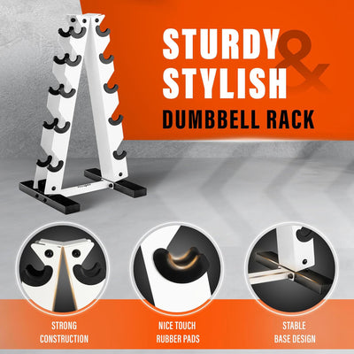 Yes4All A Frame Rack with 5 Tiers, Weight Storage, 5-25 Pound Dumbbells, White - VMInnovations