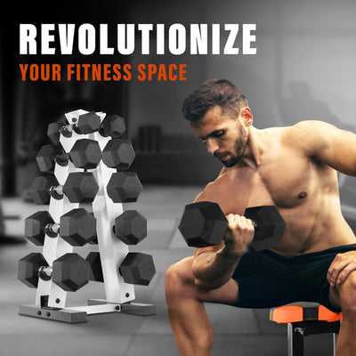 Yes4All A Frame Rack with 5 Tiers, Weight Storage, 5-25 Pound Dumbbells, White - VMInnovations