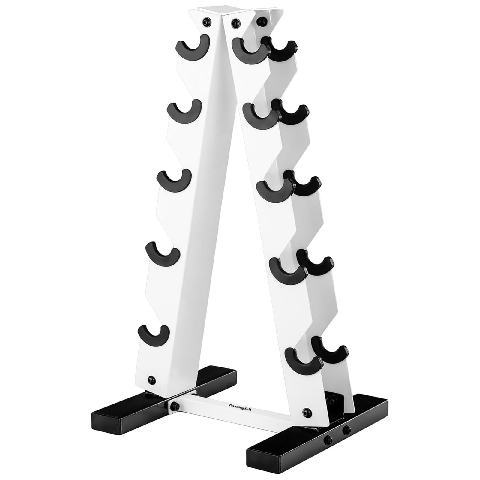 Yes4All A Frame Rack with 5 Tiers, Weight Storage, 5-25 Pound Dumbbells, White - VMInnovations