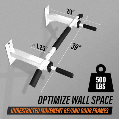 Yes4All Wall Mounted Pull Up/Chin Up Bar for Home Gym Strength Training, White - VMInnovations