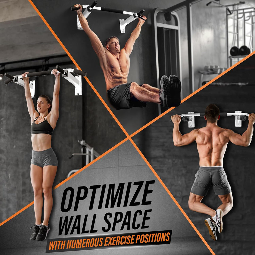 Yes4All Wall Mounted Pull Up/Chin Up Bar for Home Gym Strength Training, White - VMInnovations