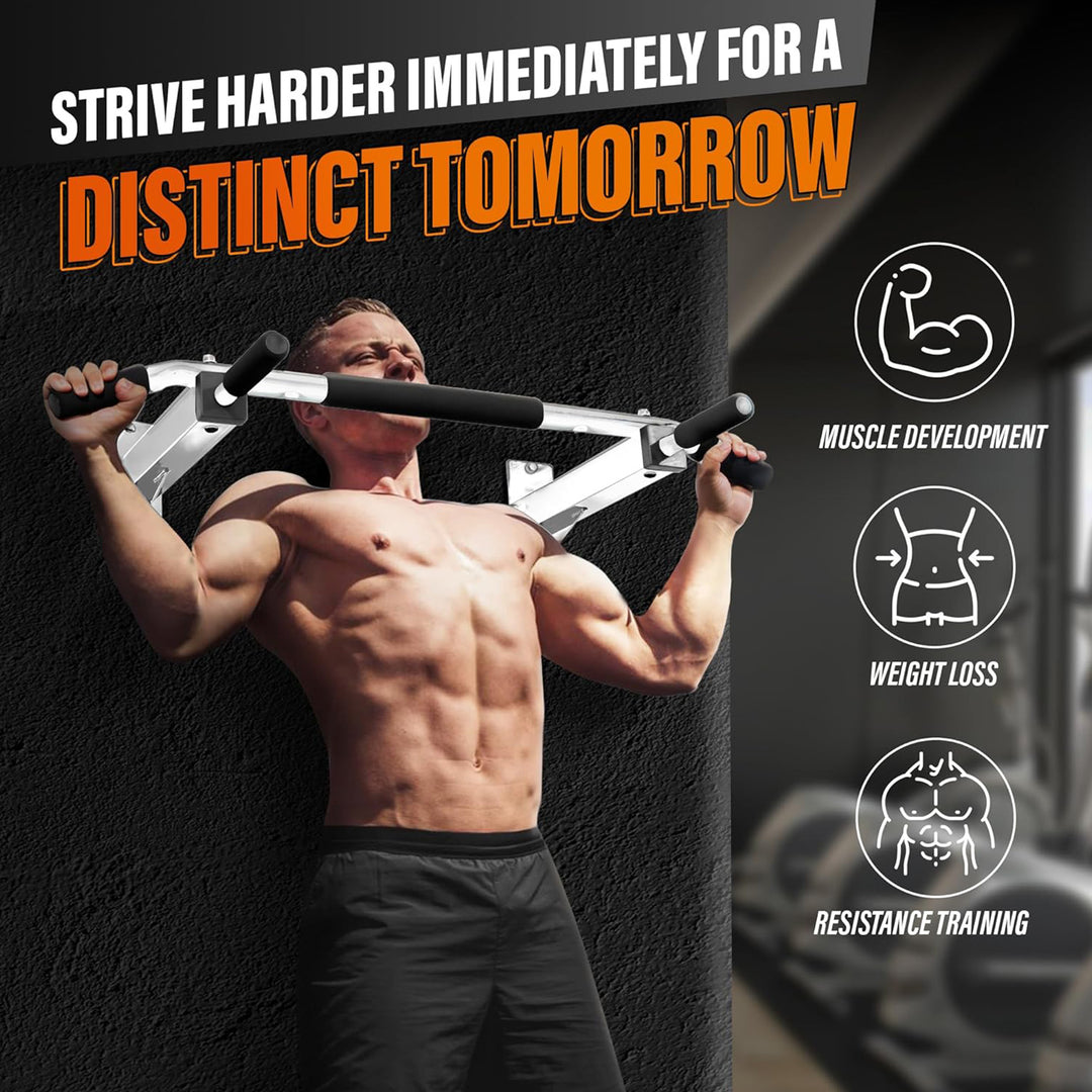 Yes4All Wall Mounted Pull Up/Chin Up Bar for Home Gym Strength Training, White - VMInnovations