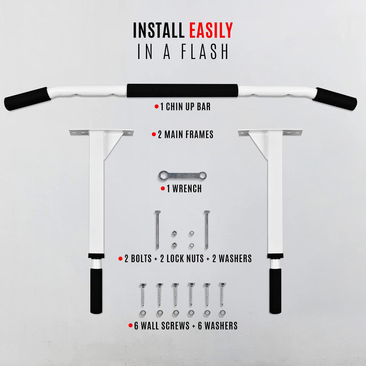 Yes4All Wall Mounted Pull Up/Chin Up Bar for Home Gym Strength Training, White - VMInnovations