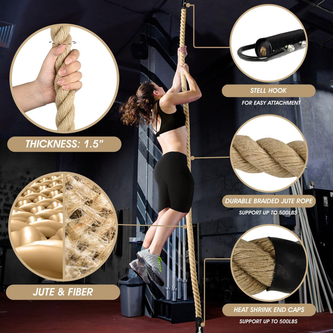 Yes4All Gym Climbing Rope for Fitness, Strength Training and Exercises, 20 Feet - VMInnovations