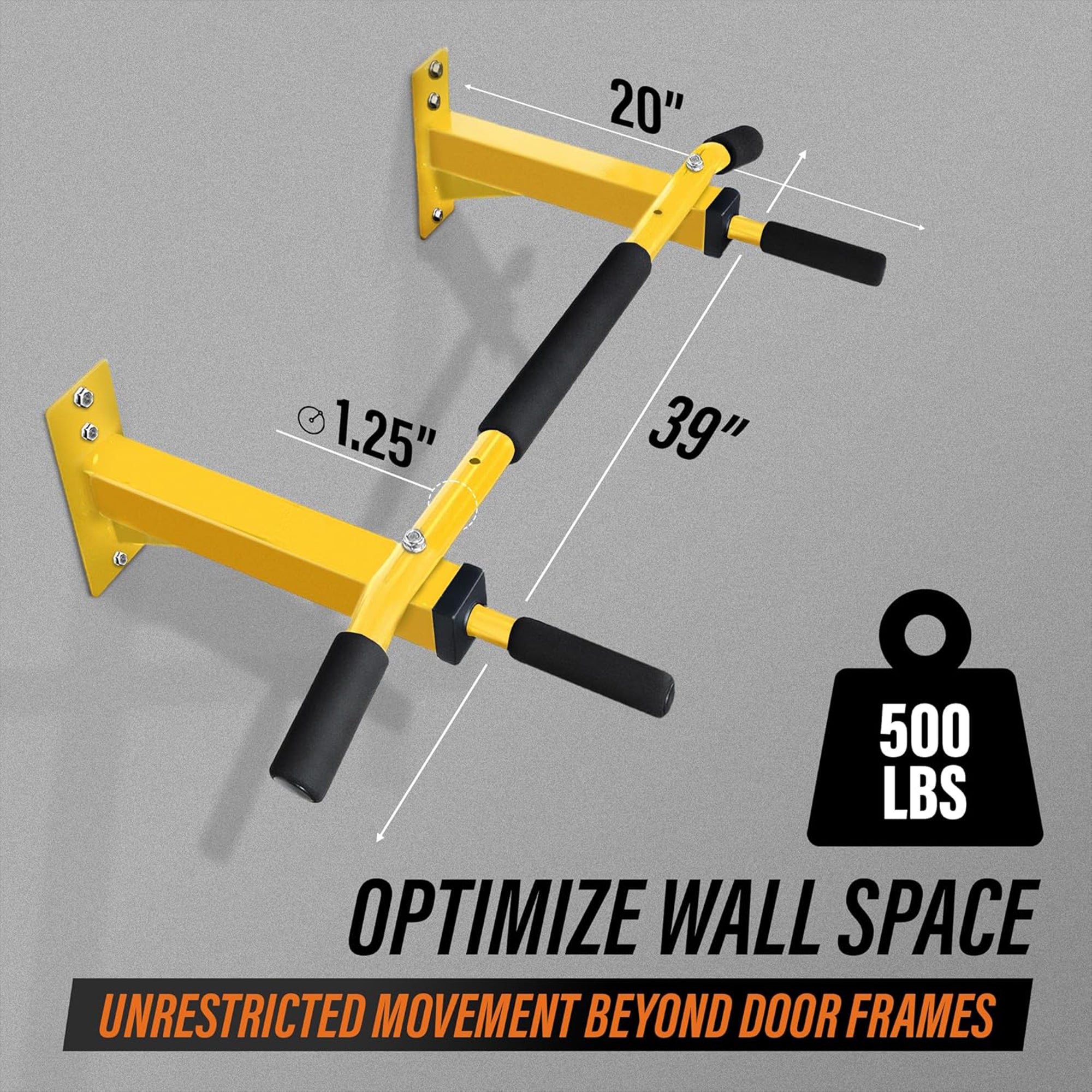 Yes4All Wall Mounted Pull Up/Chin Bar for Home Gym Strength Training (Open Box)