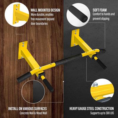 Yes4All Wall Mounted Pull Up/Chin Bar for Home Gym Strength Training (Open Box)