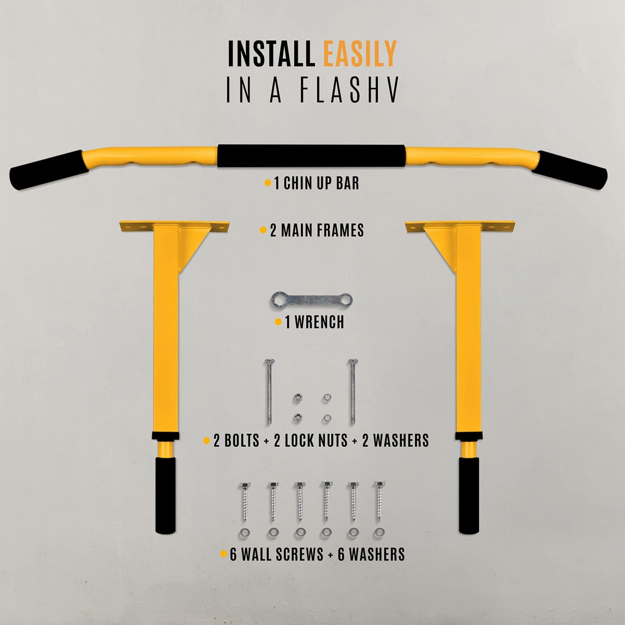Yes4All Wall Mounted Pull Up/Chin Bar for Home Gym Strength Training (Open Box)