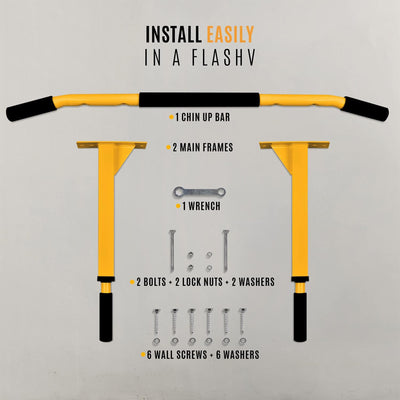 Yes4All Wall Mounted Pull Up/Chin Bar for Home Gym Strength Training (Open Box)