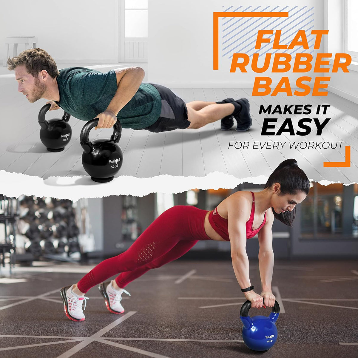 Yes4All 20lbs Kettlebell, Vinyl Coated Cast Iron Weight w/Rubber Base,(Open Box)