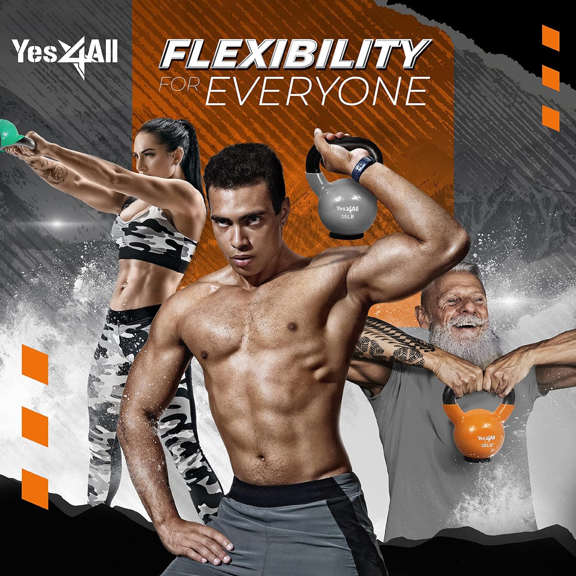 Yes4All 20lbs Kettlebell, Vinyl Coated Cast Iron Weight w/Rubber Base,(Open Box)