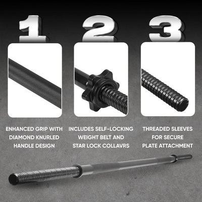 Yes4All Standard 60" Straight Barbell for Strength Training, 480 lb (Open Box) - VMInnovations