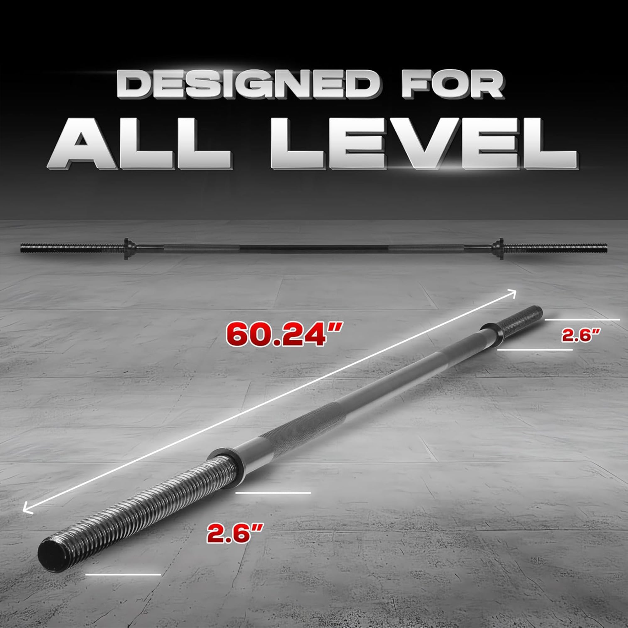 Yes4All Standard 60" Straight Barbell for Strength Training, 480 lb (Open Box)