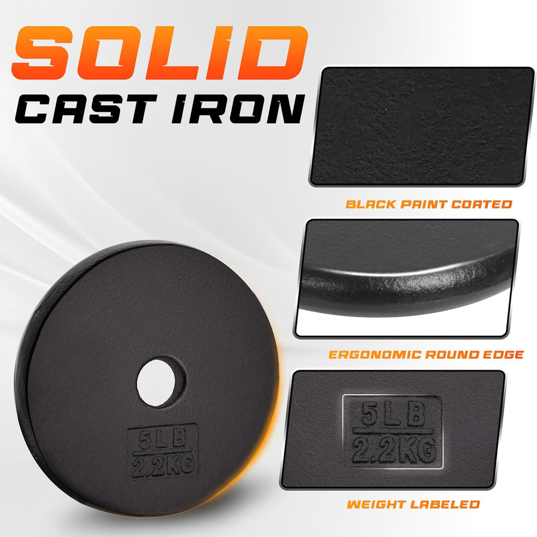 Yes4All 2 Pack Cast Iron Barbell Weight Plates with 1" Center Hole 15 Pounds - VMInnovations