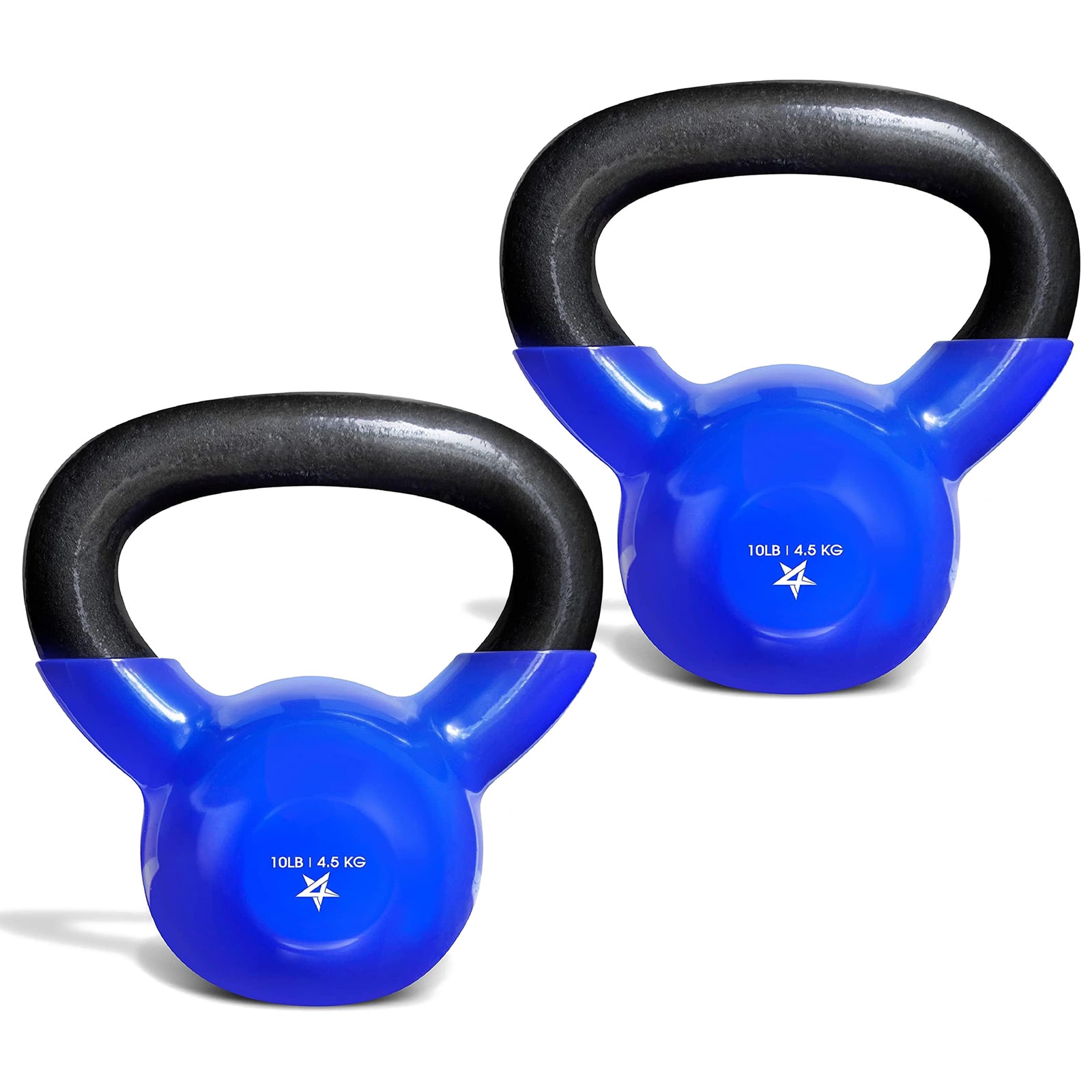 Yes4All 10 Pound Kettlebells,1 Pair Vinyl Coated Cast Iron Home Gym Weights,Blue - VMInnovations