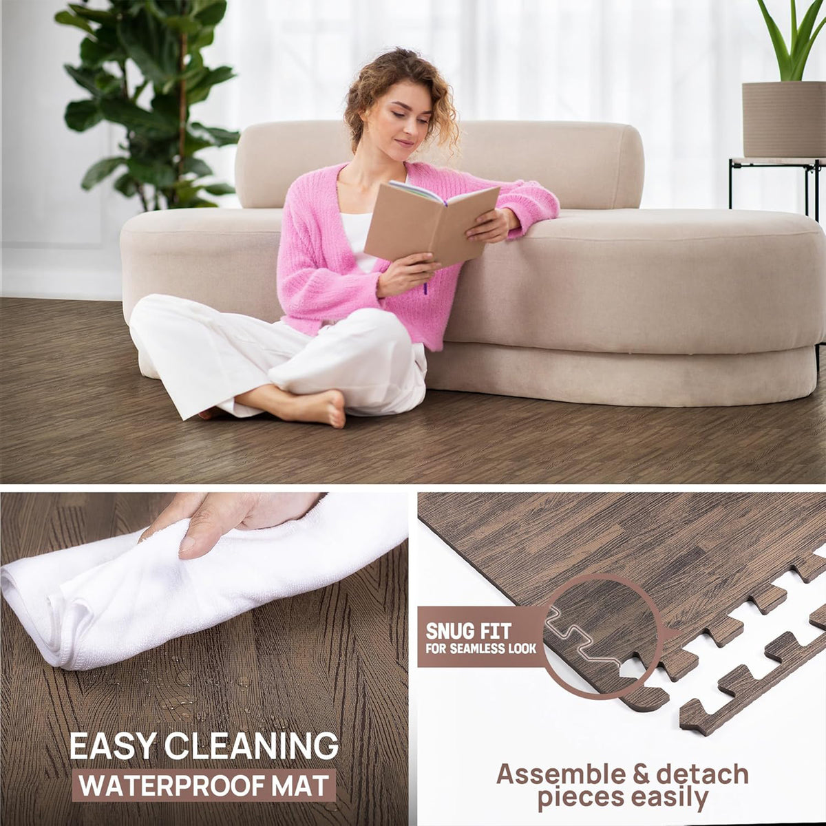Yes4All Interlocking Foam Exercise Mat, 24"x24", 48 Sq Ft (Open Box)