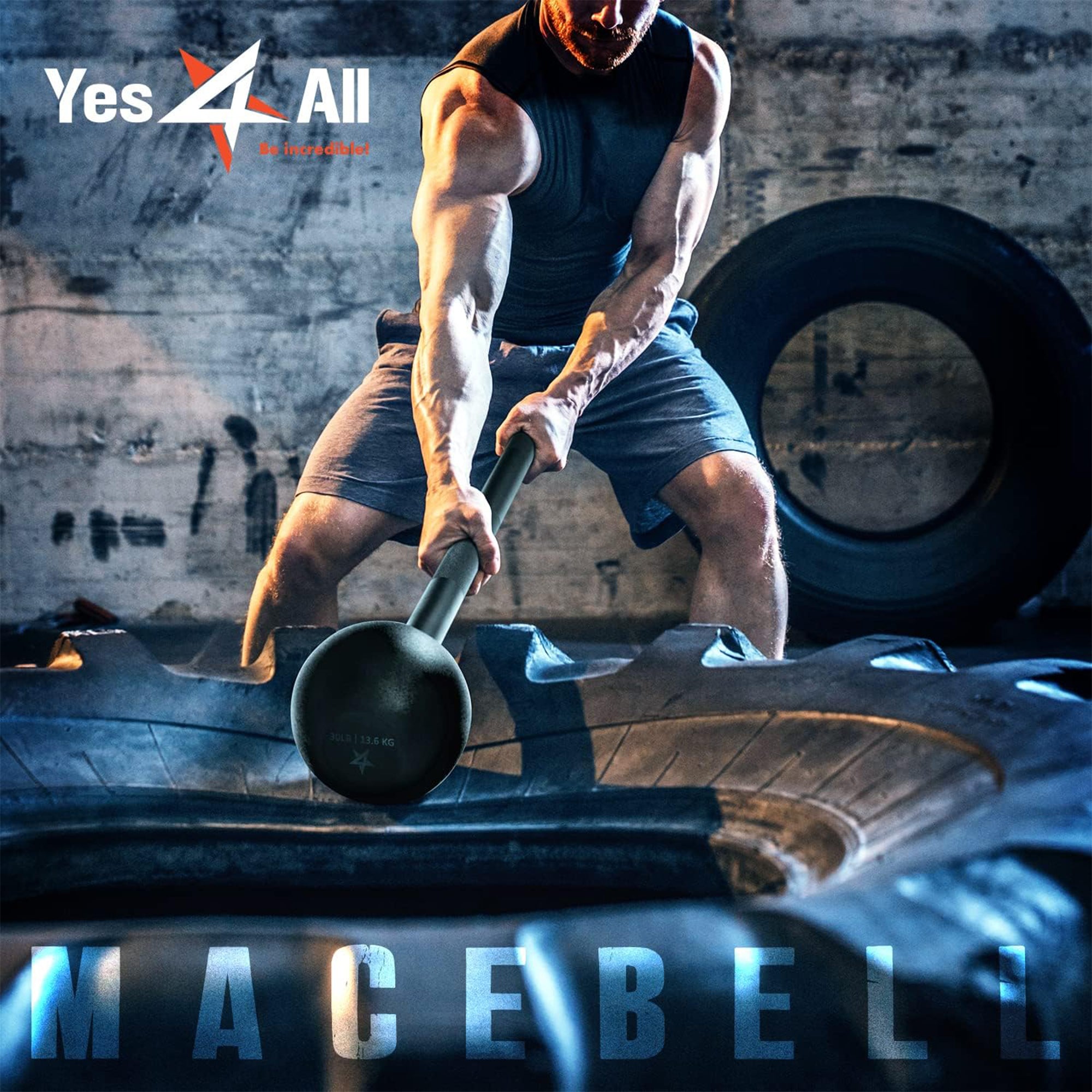 Yes4All Steel Mace Bell for Strength Training, and Forearms Workouts, (Open Box) - VMInnovations