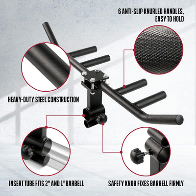 Yes4All Multi Grip Rowing Handle, T-Row Attachment, Fits 1" & 2" Bar (Open Box)