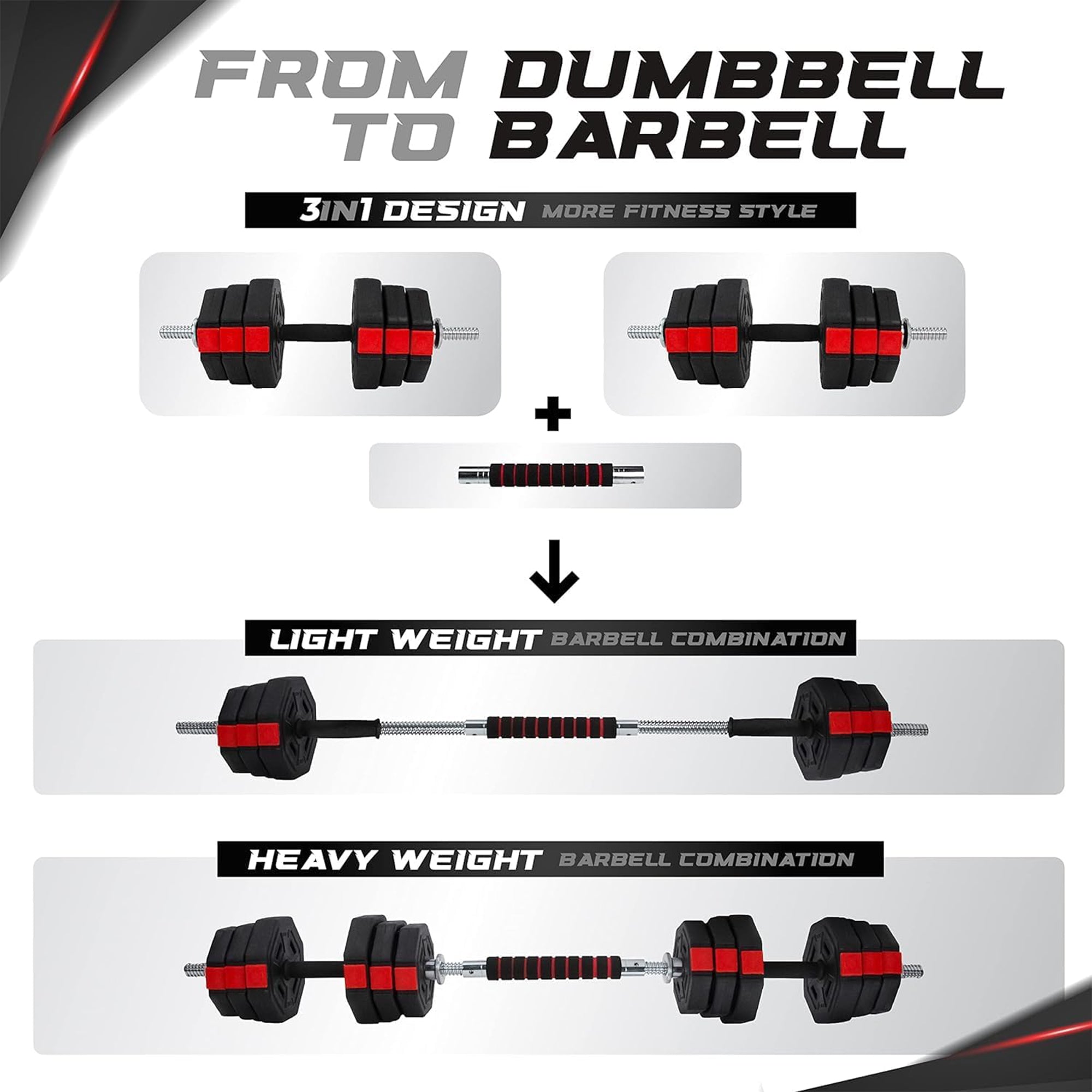 Yes4All Adjustable Dumbbell Set with Connector, Hexagon Plates, and Lock Collars - VMInnovations