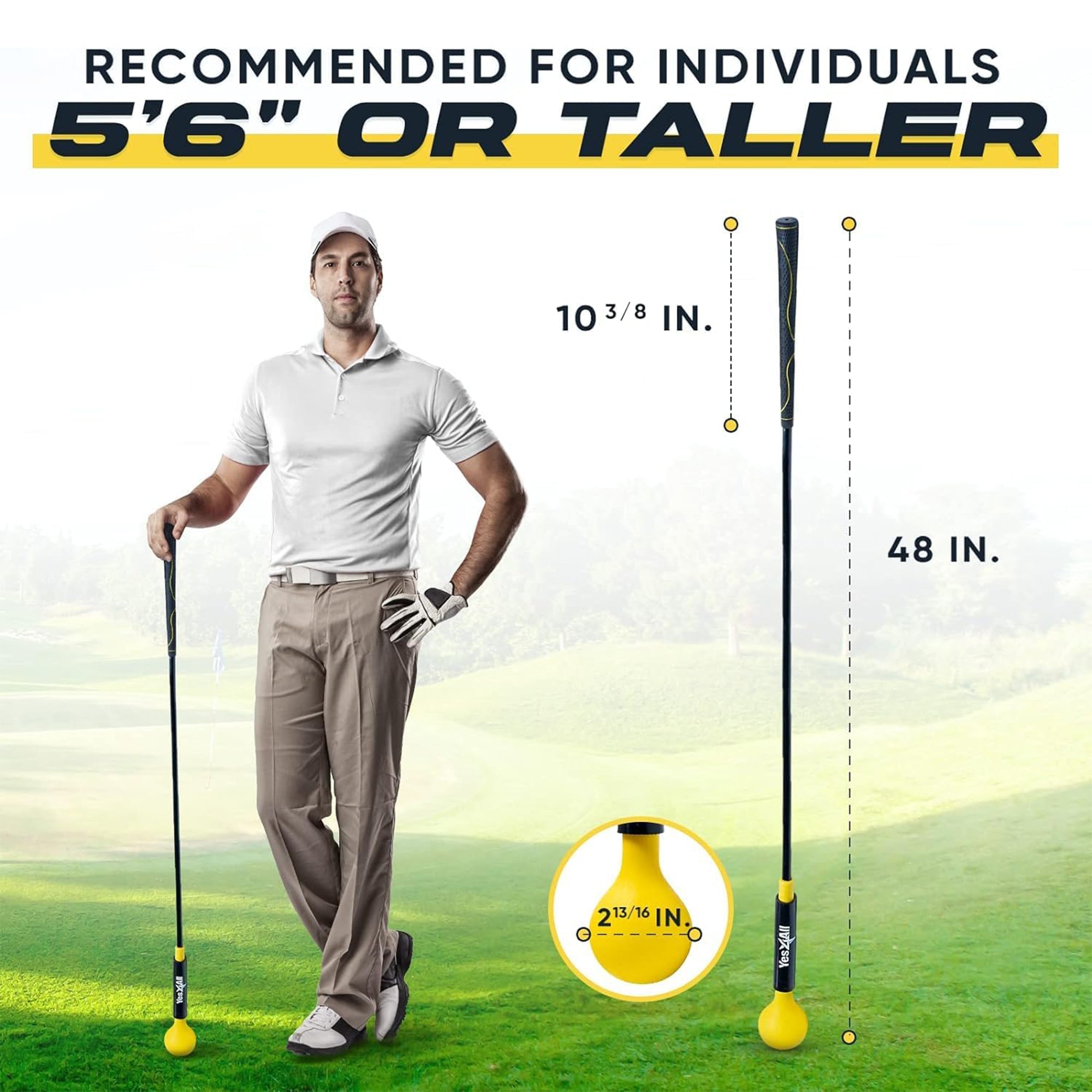 Yes4All Golf Swing Trainer, Weighted Club for Golf Warm-Up, 48 Inch, (Open Box)