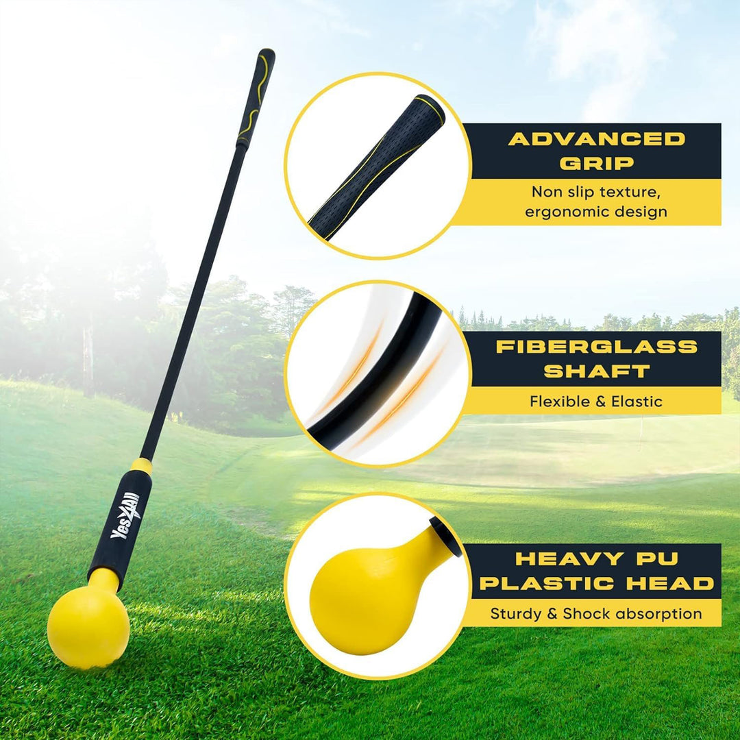 Yes4All Golf Swing Trainer, Weighted Club for Golf Warm-Up, 48 Inch, Yellow - VMInnovations