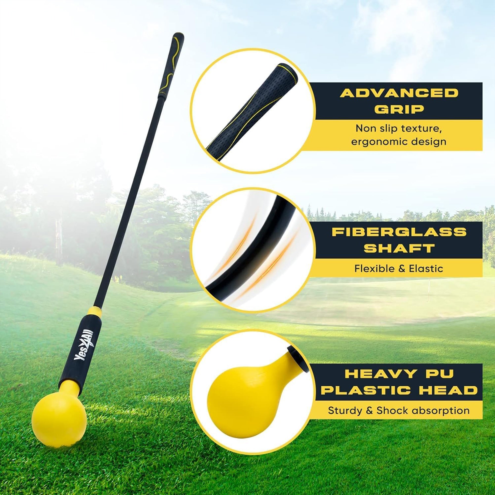 Yes4All Golf Swing Trainer, Weighted Club for Golf Warm-Up, 48 Inch, (Open Box)