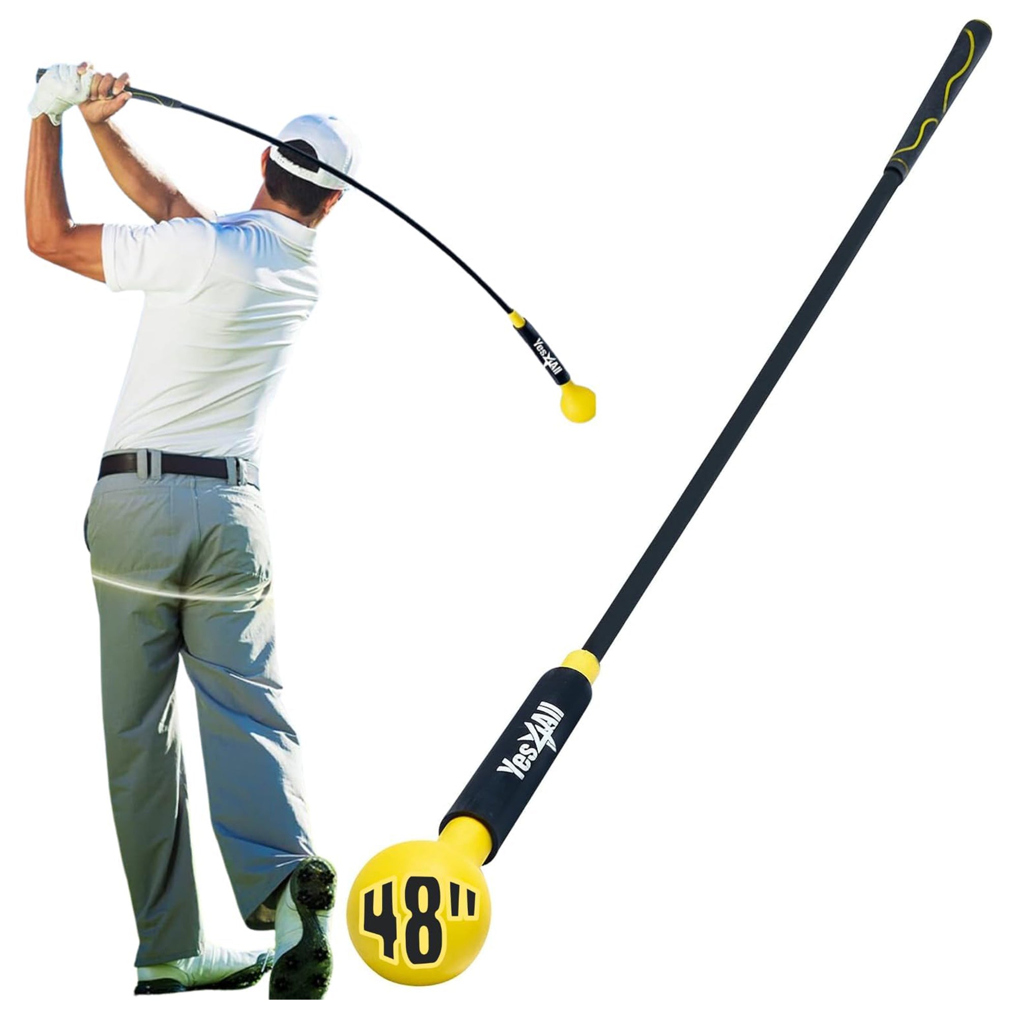 Yes4All Golf Swing Trainer, Weighted Club for Golf Warm-Up, 48 Inch, (Open Box)