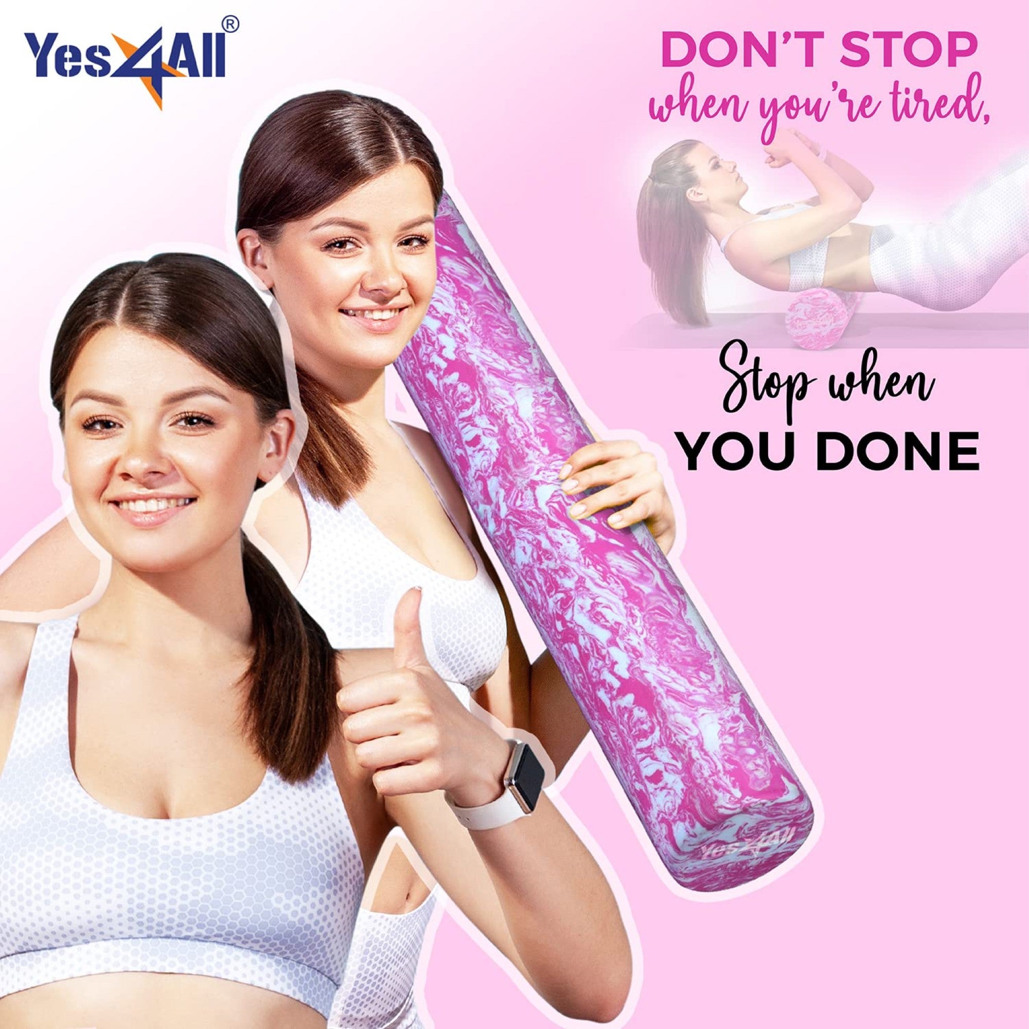 Yes4All EVA Firm Foam Round Back Roller, Exercise or Yoga, 36", (Open Box)