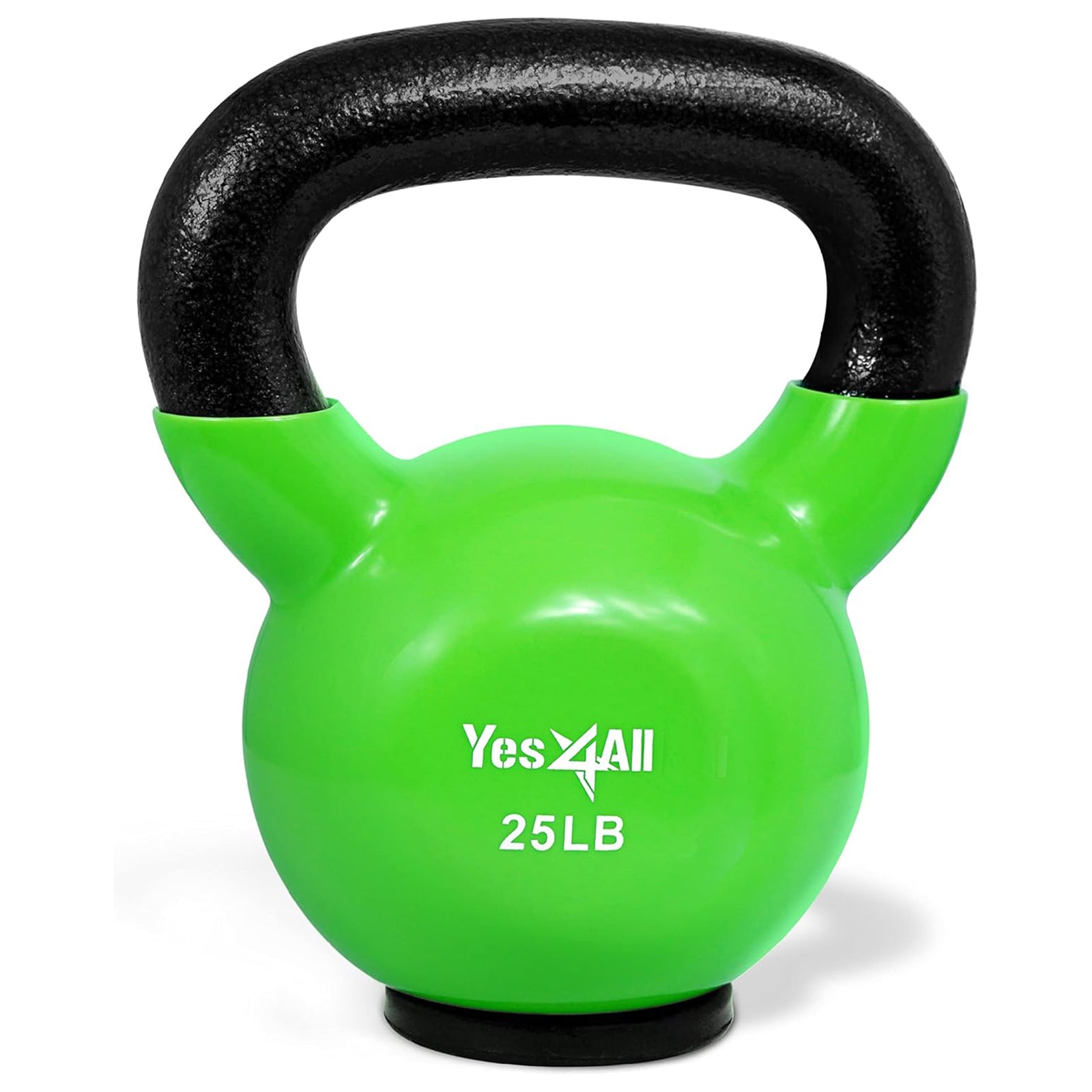 Yes4All 25 Pound Kettlebell, Vinyl Coated Cast Iron Weight w/Rubber Base, Green - VMInnovations
