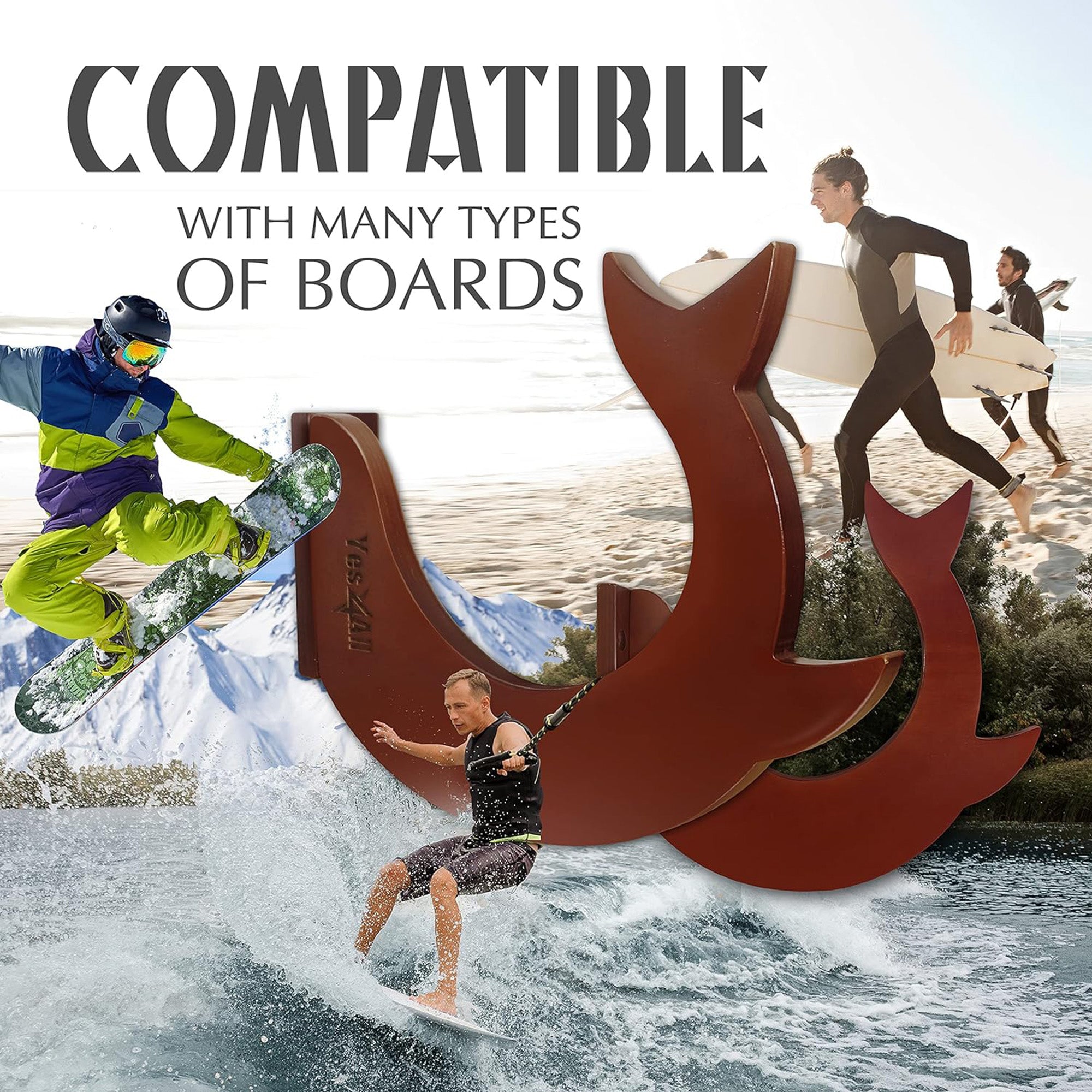 Yes4All Heavy Duty Surfboard Wall Rack, Indoor Outdoor Storage Holder (Open Box) - VMInnovations