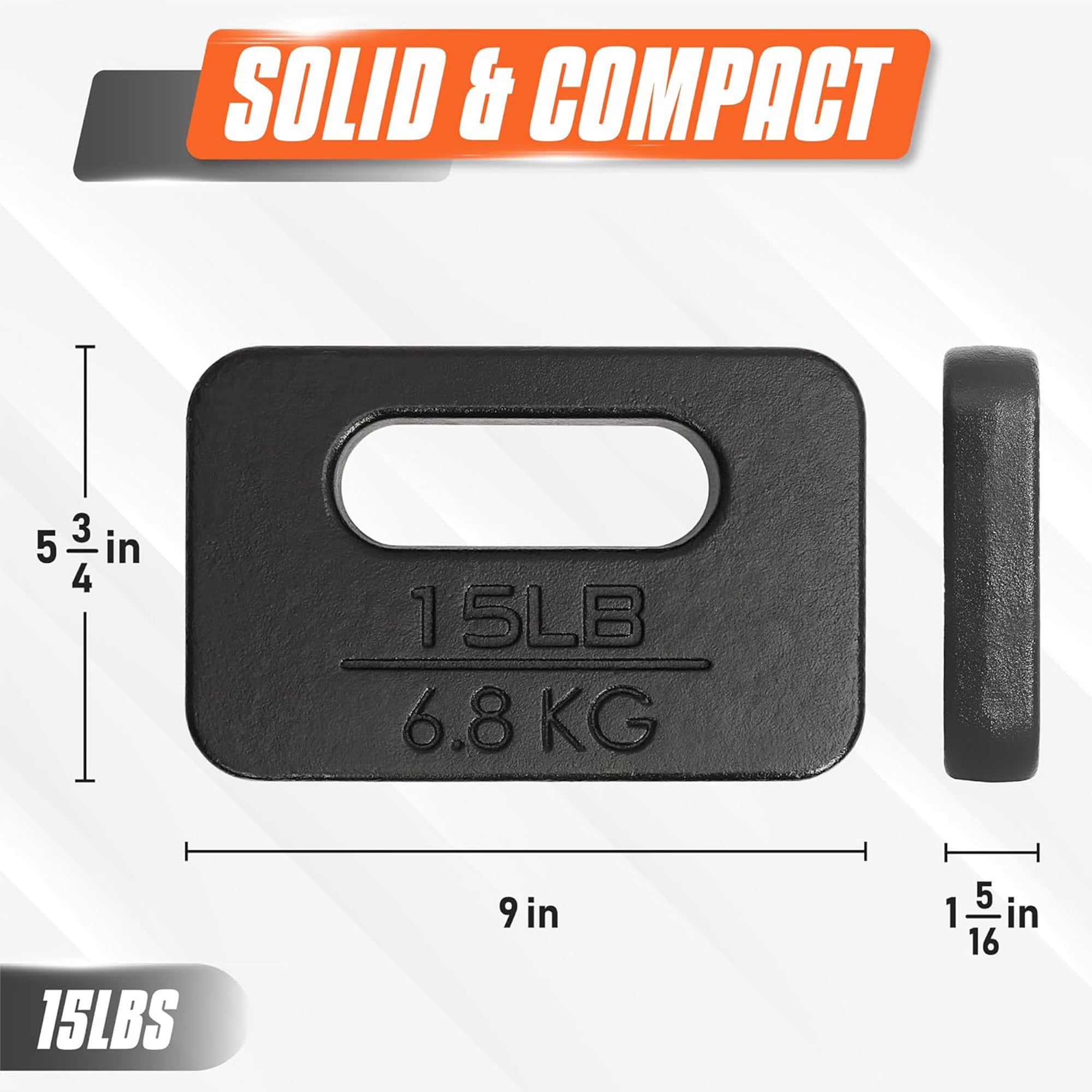 Yes4All Cast Iron Rucking Weight with Ergonomic Rounded Handle, Pair, (Open Box)