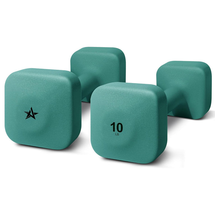 Yes4All Square Neoprene Dumbbell Set, Strength Training Hand Weights, 10lb, Army