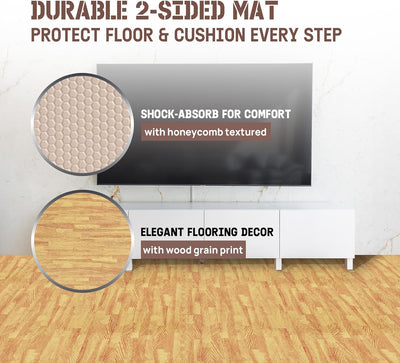 Yes4All Interlocking Foam Exercise Mat, 24"x24", Light Oak Wood (Open Box)