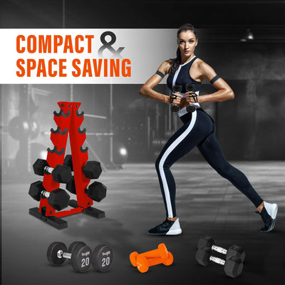 Yes4All A Frame Rack with 5 Tiers, Weight Storage for 5-25 Pound Dumbbells, Red - VMInnovations