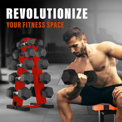 Yes4All A Frame Rack with 5 Tiers, Weight Storage for 5-25 Pound Dumbbells, Red - VMInnovations