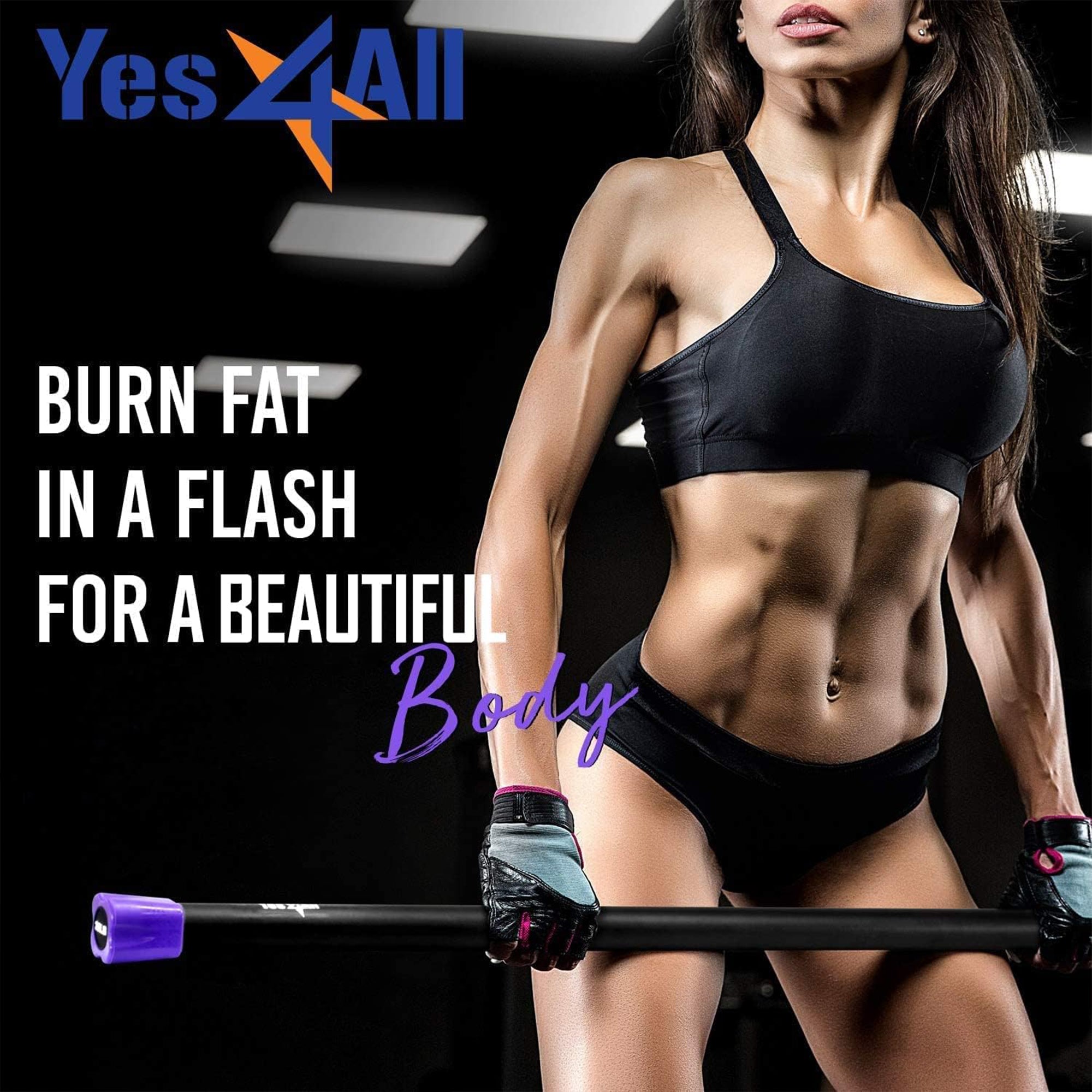 Yes4All Total Body Workout Bar for Strength Training and Exercise, (Open Box)