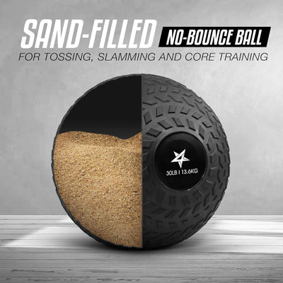 Yes4All 30Lb Slam Ball, Durable Sand Filled Workout Weight Ball, Black(Open Box)
