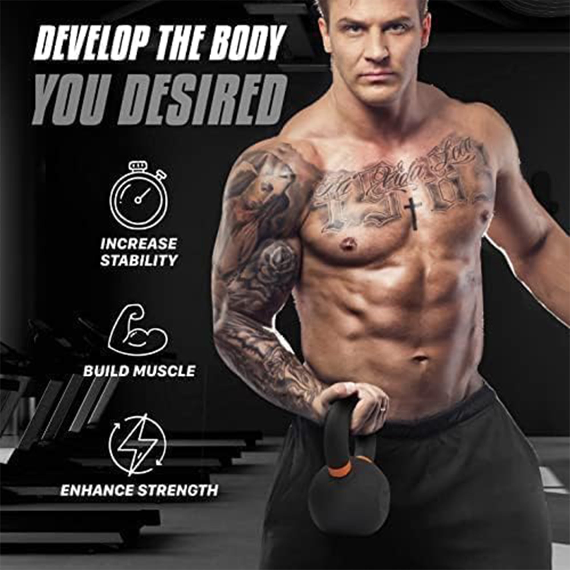 Yes4All 22 Pound Kettlebell, Single Powder Coated Cast Iron Weight, (Open Box)