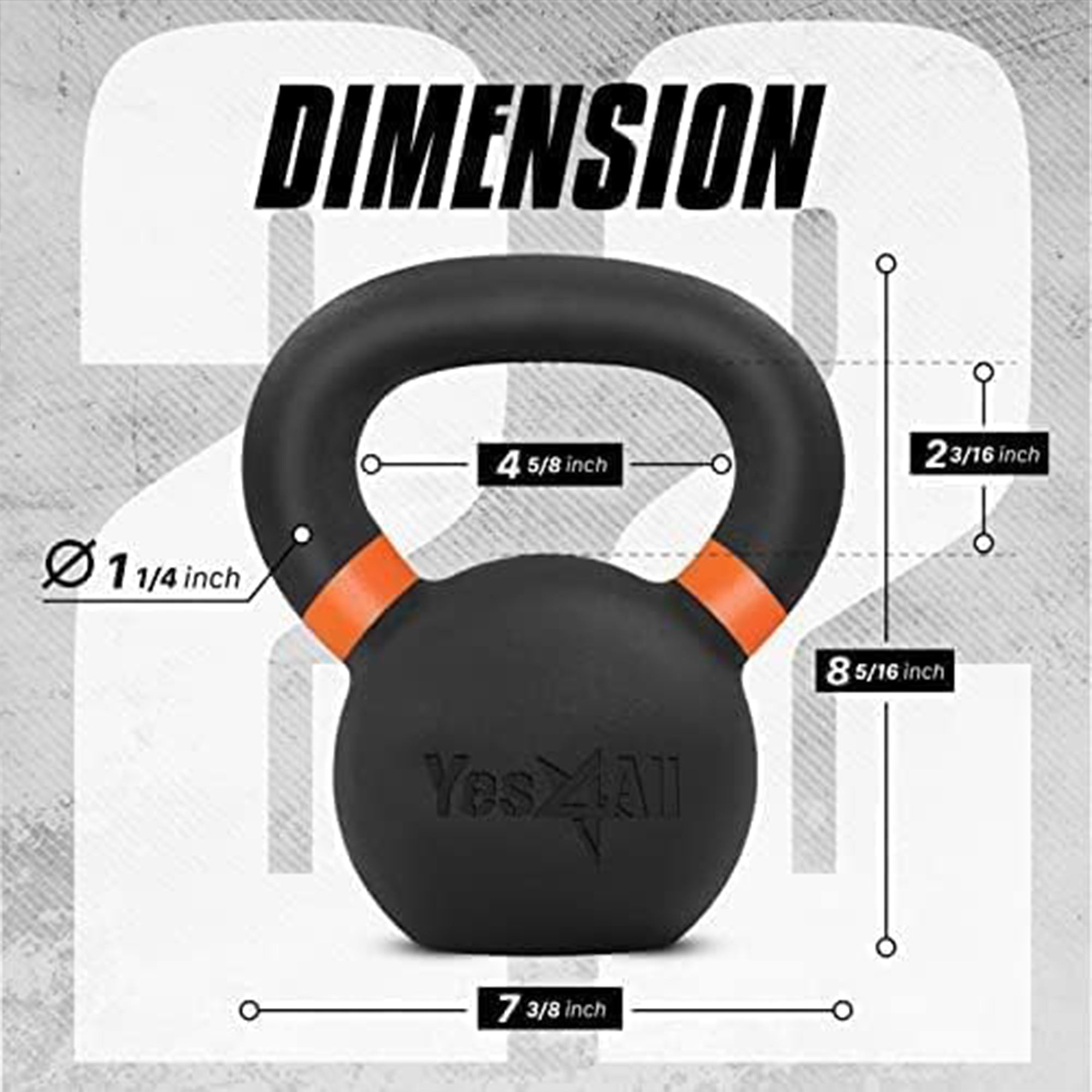 Yes4All 22 Pound Kettlebell, Single Powder Coated Cast Iron Weight, (Open Box)