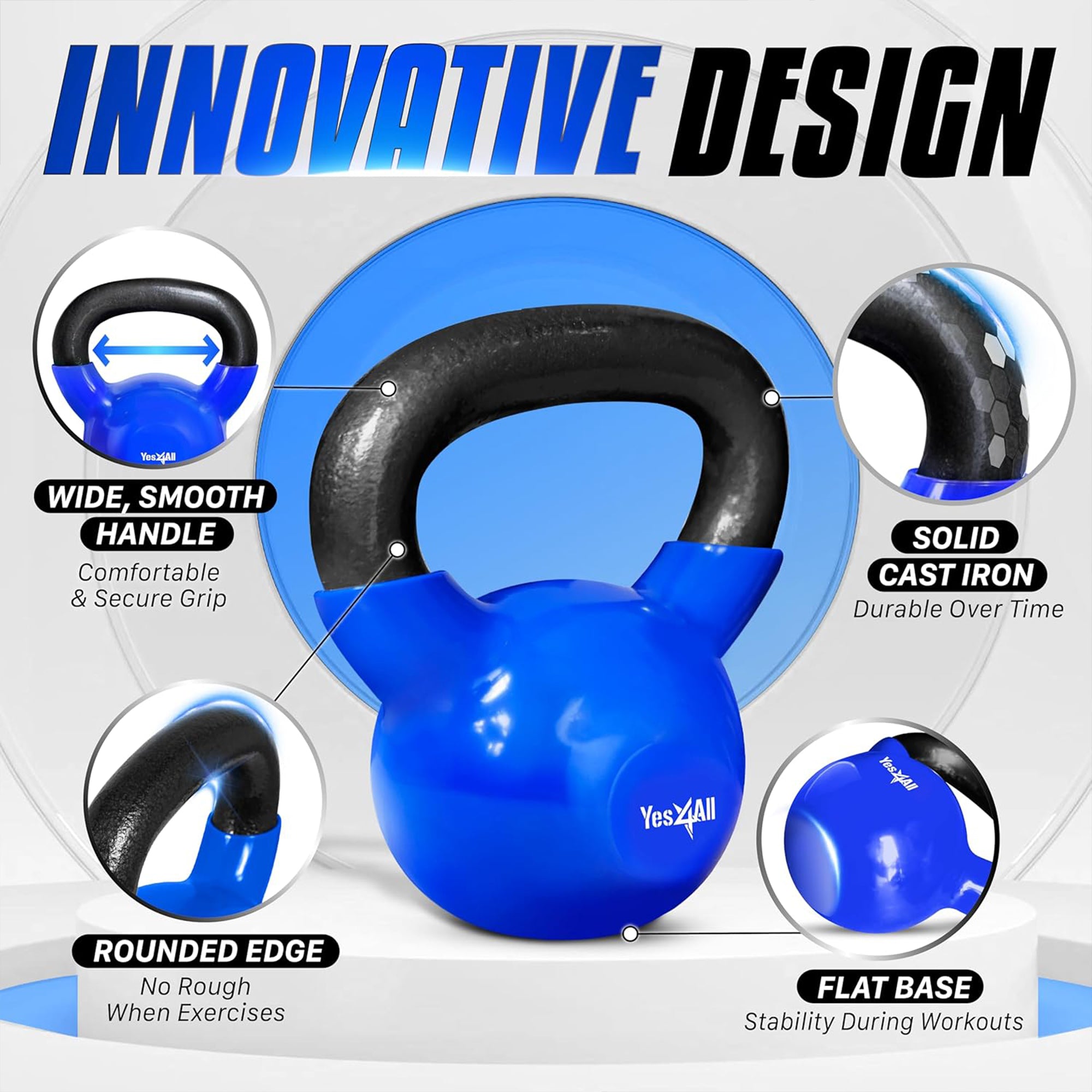 Yes4All 15 lbs & 25 lbs Kettlebell Set, Vinyl Coated Cast Iron Weights(Open Box)