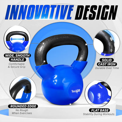 Yes4All 15 lbs & 25 lbs Kettlebell Set, Vinyl Coated Cast Iron Weights(Open Box)