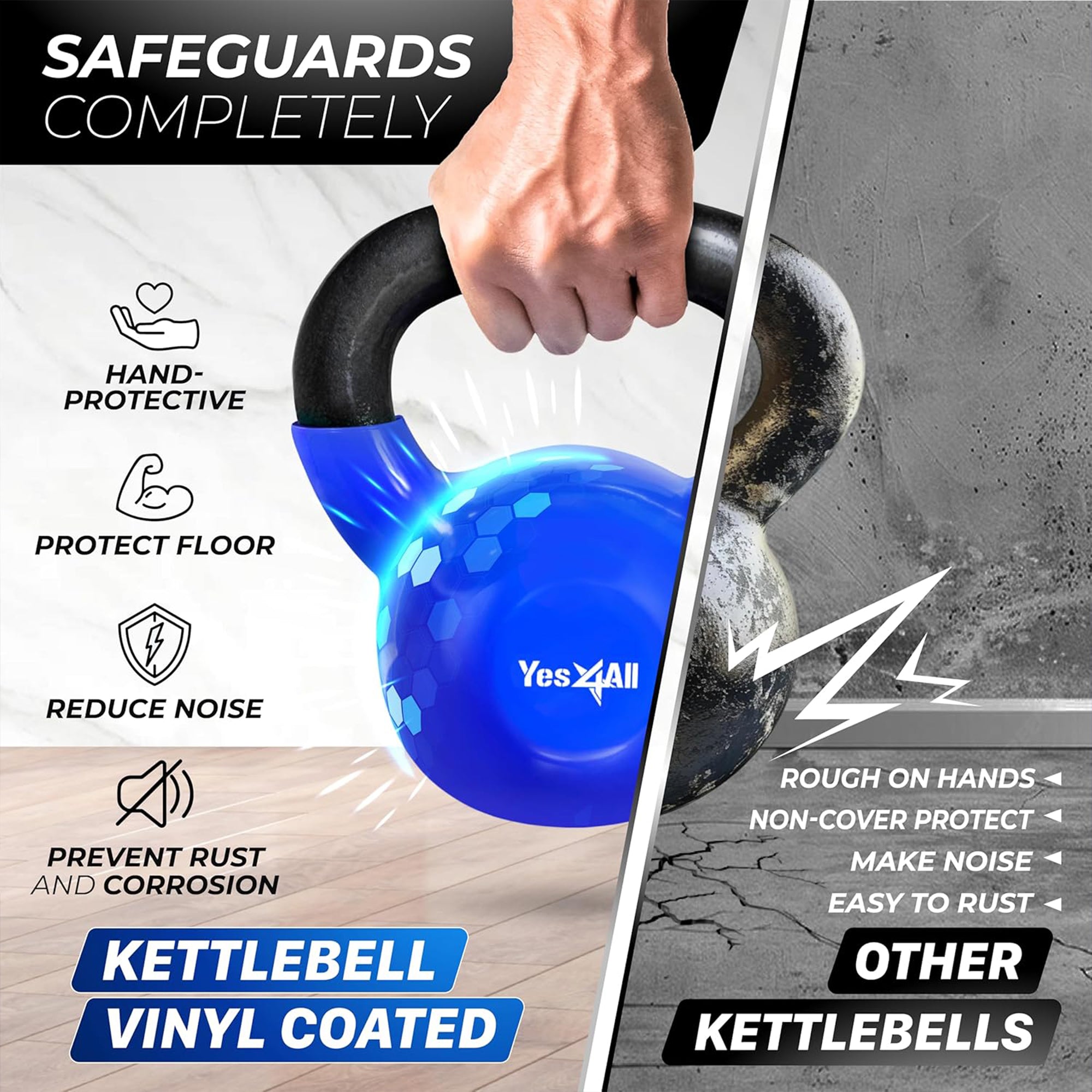 Yes4All 15 lbs & 25 lbs Kettlebell Set, Vinyl Coated Cast Iron Weights(Open Box)
