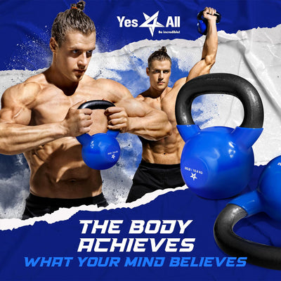 Yes4All 15 lbs & 25 lbs Kettlebell Set, Vinyl Coated Cast Iron Weights(Open Box)