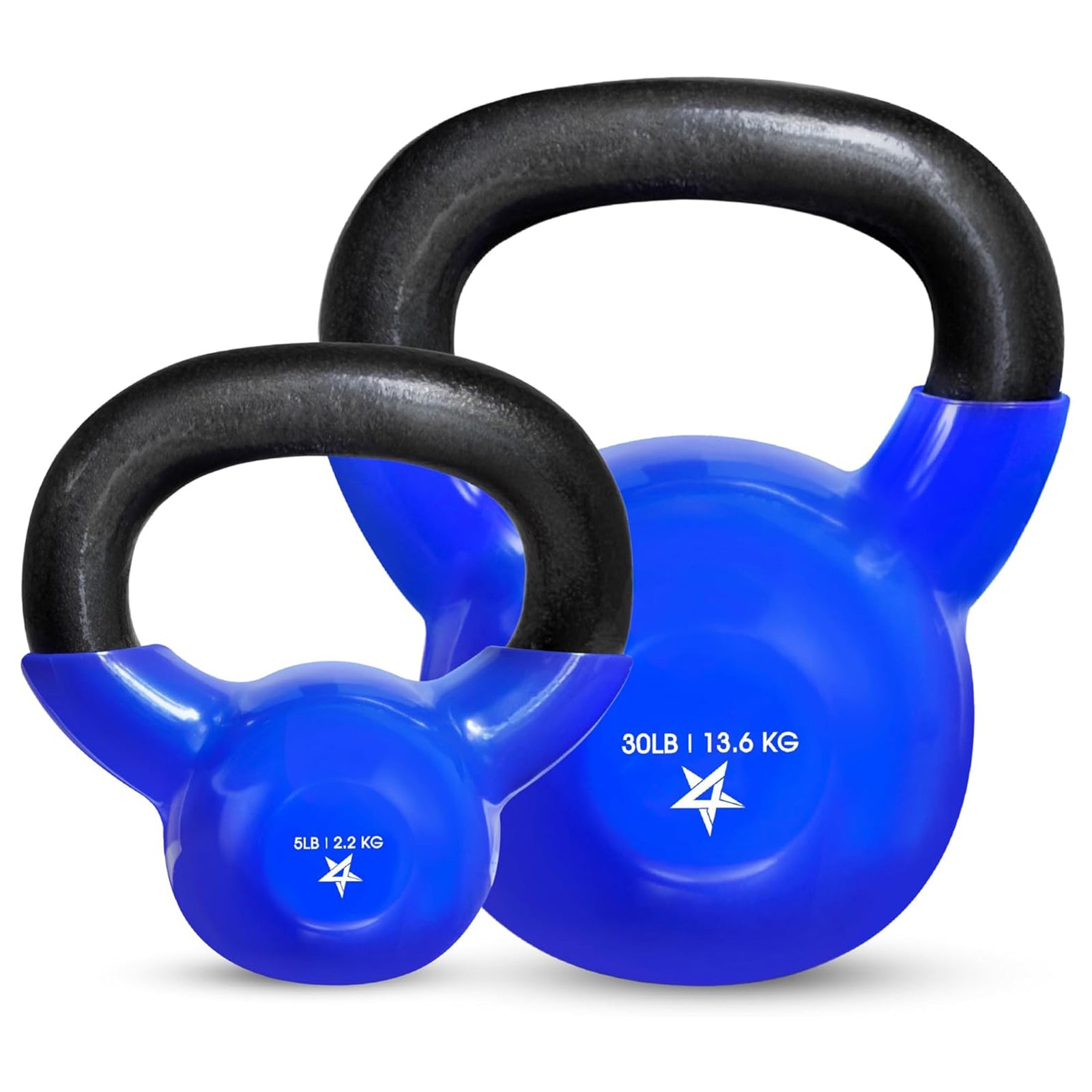 Yes4All 15 Pound & 25 Pound Kettlebell Set, Vinyl Coated Cast Iron Weights, Blue - VMInnovations