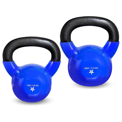 Yes4All 15 lbs & 25 lbs Kettlebell Set, Vinyl Coated Cast Iron Weights(Open Box)