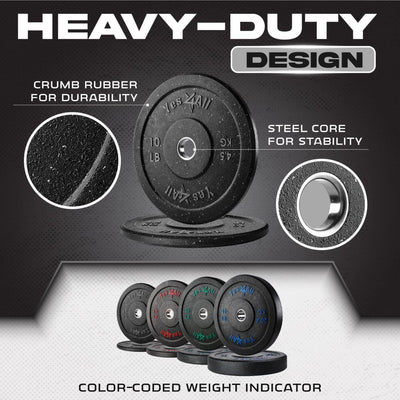 Yes4All 2" Bumper Plate, Rubber Weight Plate for Weightlifting, Pair, 10 Pounds - VMInnovations
