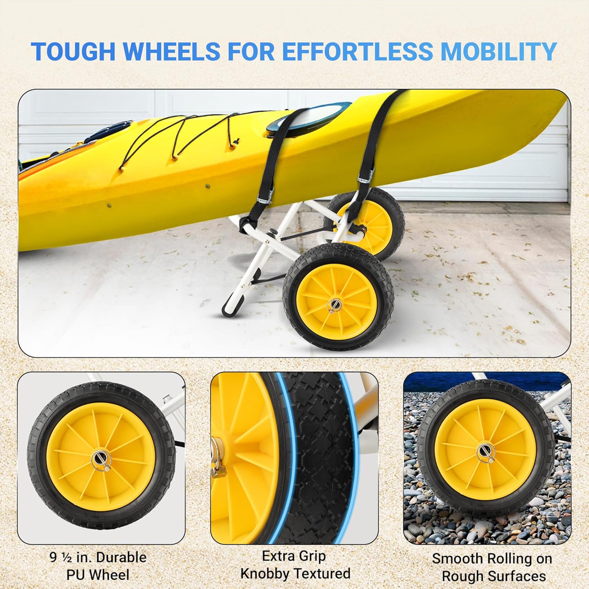 Yes4All U-Shape Aluminum Kayak Cart, Foldable Canoe Dolly, 200lbs Cap. (Used) - VMInnovations