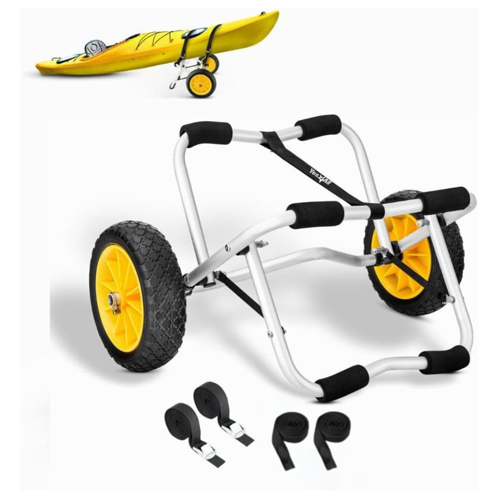 Yes4All U-Shape Aluminum Kayak Cart, Foldable Canoe Dolly (Open Box)